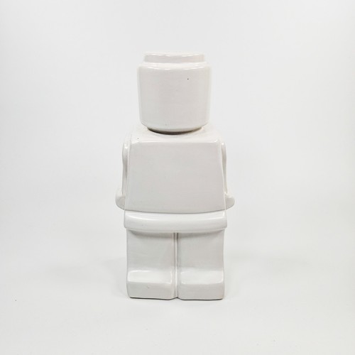 White ceramic brick man figure - white,